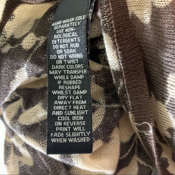 alexandra Bartlett Linen Knit Shirt Brown Floral Sz L Short Sleeves Earth Tone - Picture 10 of 10